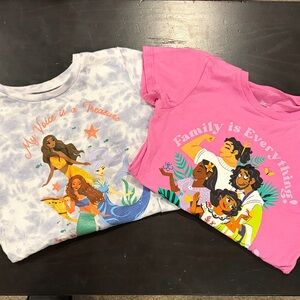 Pink and Tie-Dye Disney T-Shirts Little Mermaid & Encanto. Bundled for savings.